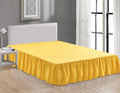 Sheets & Beyond Wrap Around Solid Microfiber Luxury Hotel Quality Fabric Bedroom Gathered Ruffled Bedding Bed Skirt 14 Inch Drop (Full, Yellow)