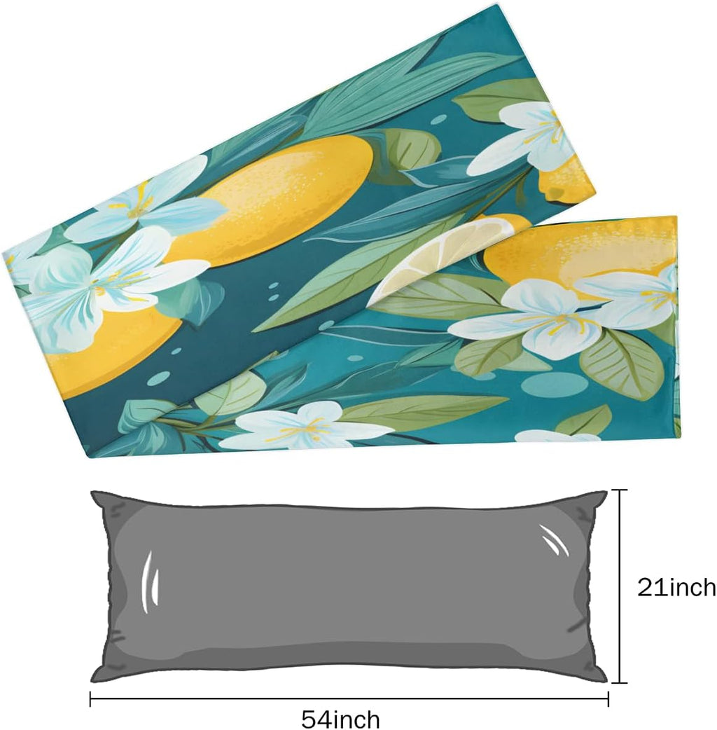 Yellow Lemon Body Pillow Covers Decorative Soft Bedding Satin Pillowcase with Zipper Closure Cooling Breathable Long Pillow Case-21"x 54"