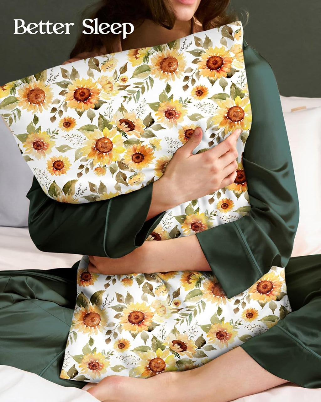 2 Pack Mulberry Silk Pillowcase for Hair and Skin - Standard Size 20 x 26 Inches with Hidden Zipper Sunflower 19 Momme Soft Sleeping Silk Pillow Case for Women, Moms