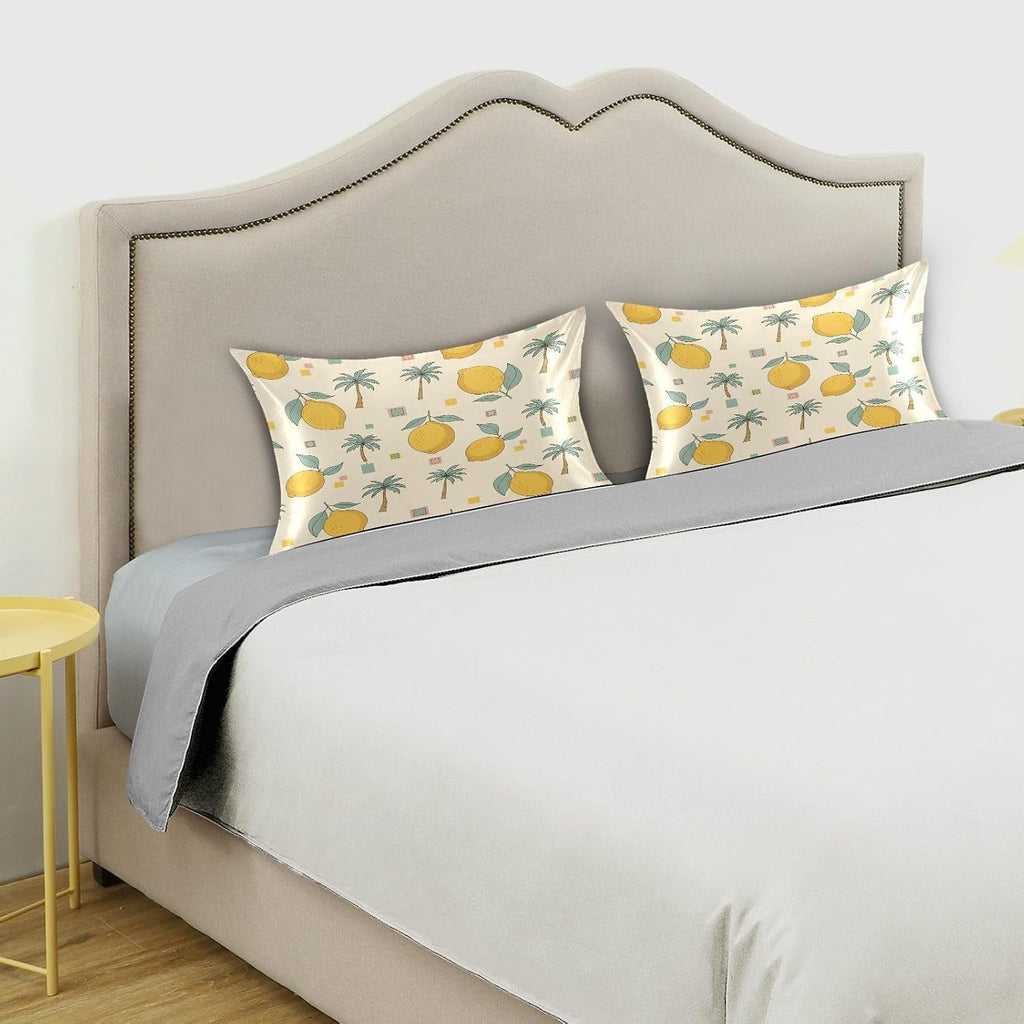 Ripe Yellow Lemon Satin Pillowcase for Hair and Skin Soft Breathable Wrinkle-Free Pillow Cases with Envelope Closure Cooling Pillow Covers for Sleeping Standard Size