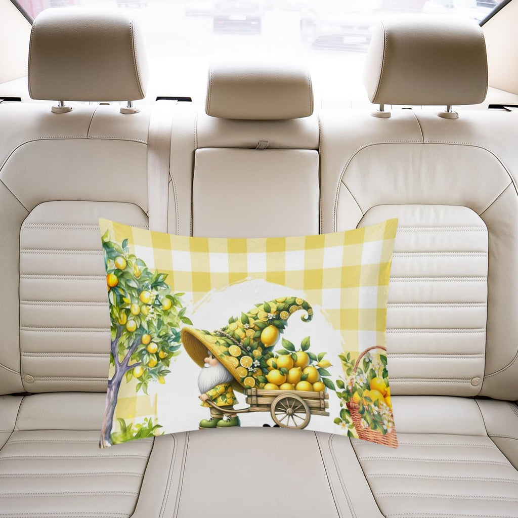 Satin Pillowcase for Hair and Skin Yellow Lemon Tree Gnome Soft Silk Pillow Case with Envelope Closure Cooling Pillow Cases Slip Standard Size Pillow Cover for Kids Boys Girls 20x26
