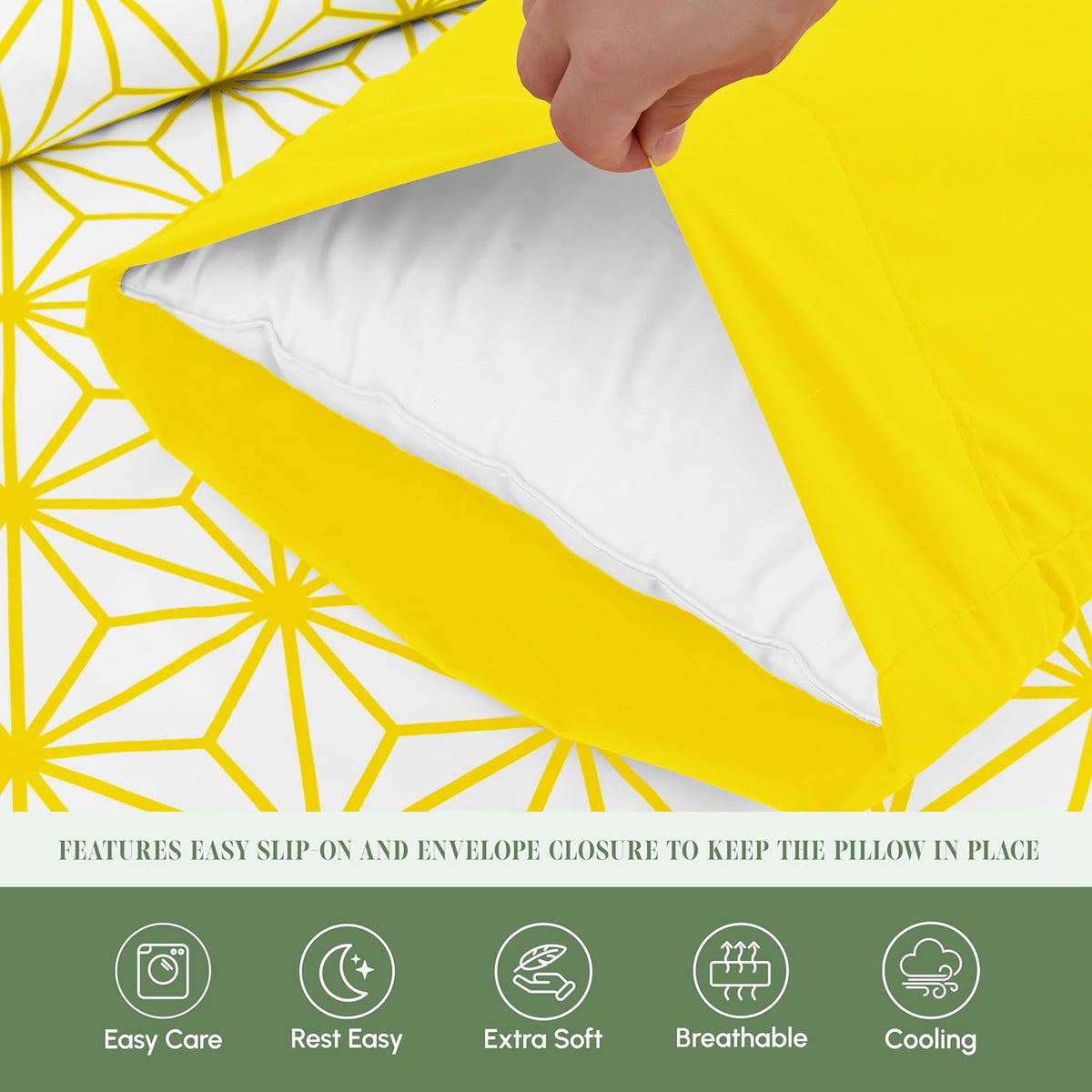 Luxury Soft 6-Piece Cube Geometric Pattern Sheet Set - 1500 Premium Quality Microfiber - Wrinkle and Fade Resistant Coziest Bedding Set, All Around Elastic Fitted Sheet, Queen, Yellow