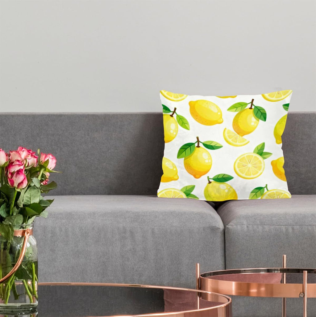 Fruit Lemon Yellow Pillow Covers 16x16 Inch Decorative Square Pillow Cases Soft Standard Modern Throw Pillow Covers for Home Sofa Living Room Bedroom Decor