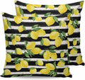 Yellow Lemon 2PCS Throw Pillow Covers for Couch Sofa Bed, Summer Fruit Black Striped Pillow Covers 18x18 inch, Standard Pillowcases Set Decorative Cushion Covers for Living Room Bedroom