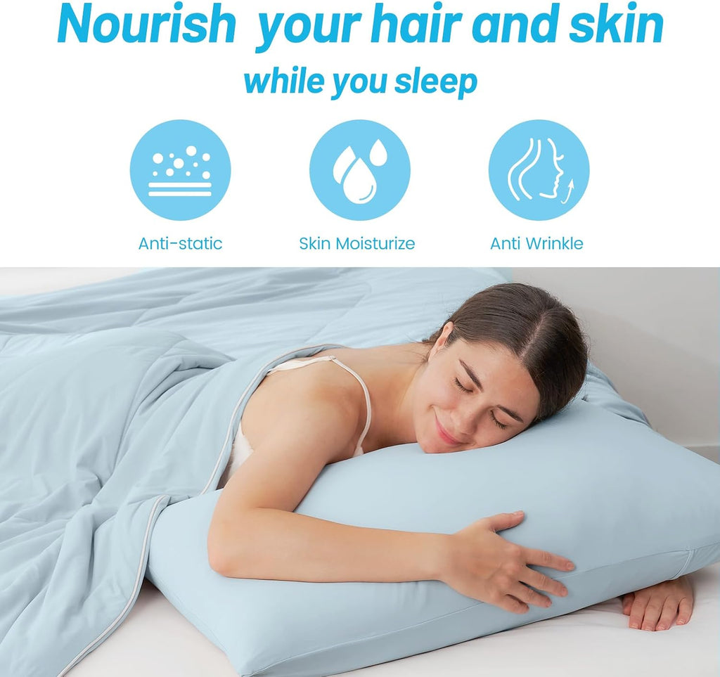 2 Pack Cooling Pillow Cases, Standard 20" x 26", Blue