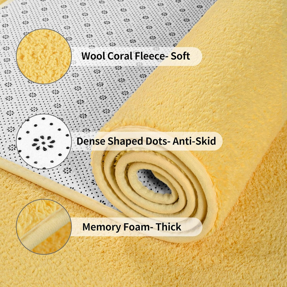 Area Rugs for Bedroom Living Room, 6x9 Yellow Super Soft Comfy Thickened Memory-Foam Indoor Carpets, Modern Aesthetic Minimalist Carpet for Boys Girls Adults Apartment Nursery Home Décor