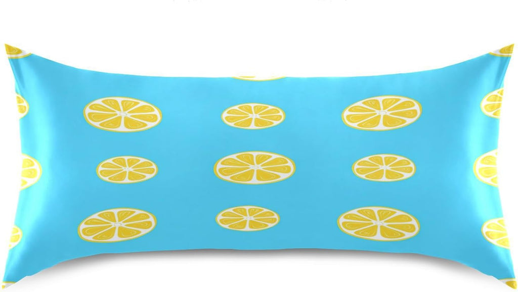 Yellow Lemon Slices Satin Pillowcase, Softer Than Silk Pillow Cases - Smooth Cooling Satin Pillow Cover with Envelope Closure, Standard Size (20"x26")