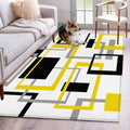 Area Rug Yellow Abstract Lines Non-Slip Indoor Area Rug Modern Art Washable Decorative Floor Carpet for Bedroom Living Room