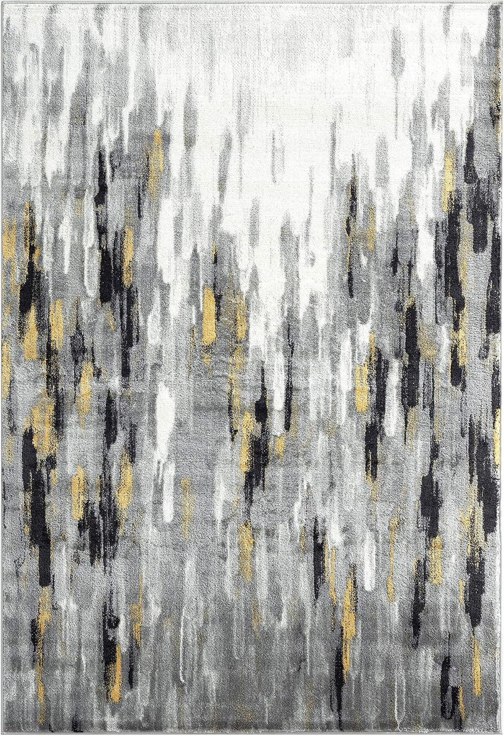 Porto PRT140C Contemporary Grey and Yellow Abstract Area Rug 4' x 6'