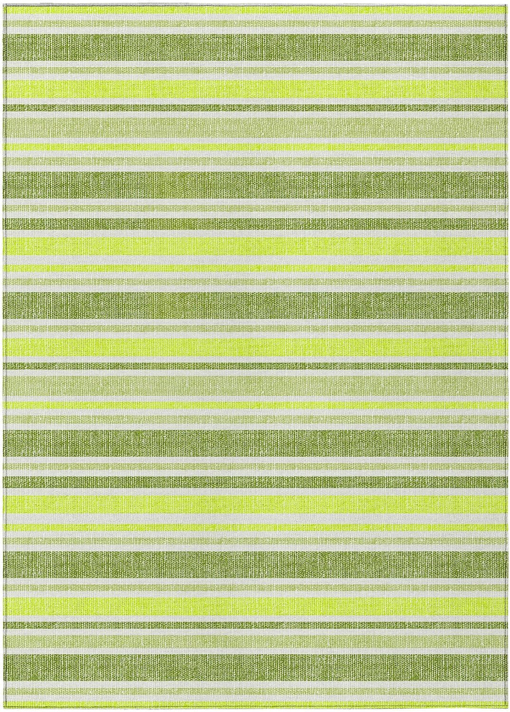 3' X 5' Green and Yellow Striped Washable Non Skid Indoor Outdoor Area Rug