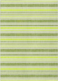3' X 5' Green and Yellow Striped Washable Non Skid Indoor Outdoor Area Rug