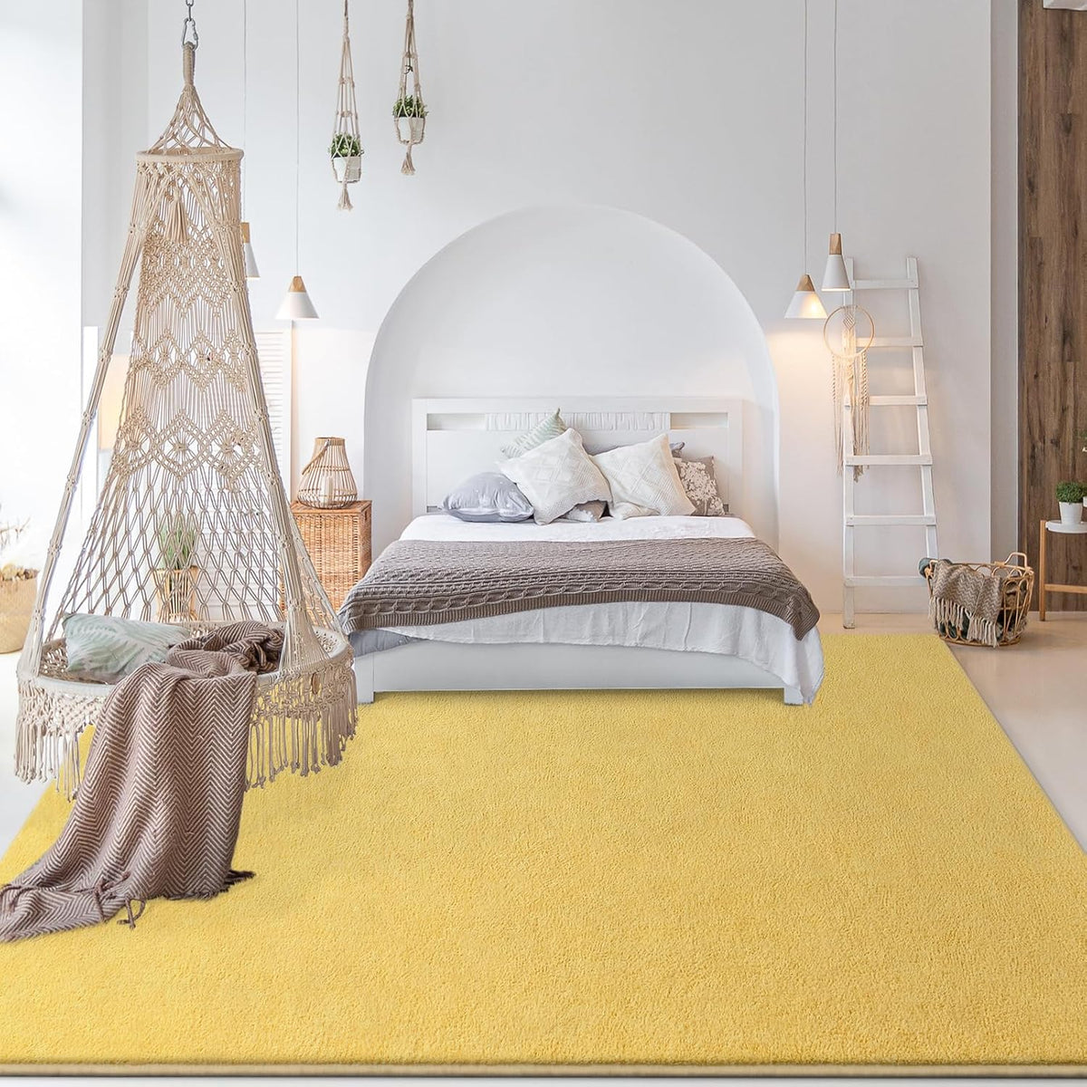 4x6 Yellow Memory-Foam Washable Area Rug for Bedroom Living Room