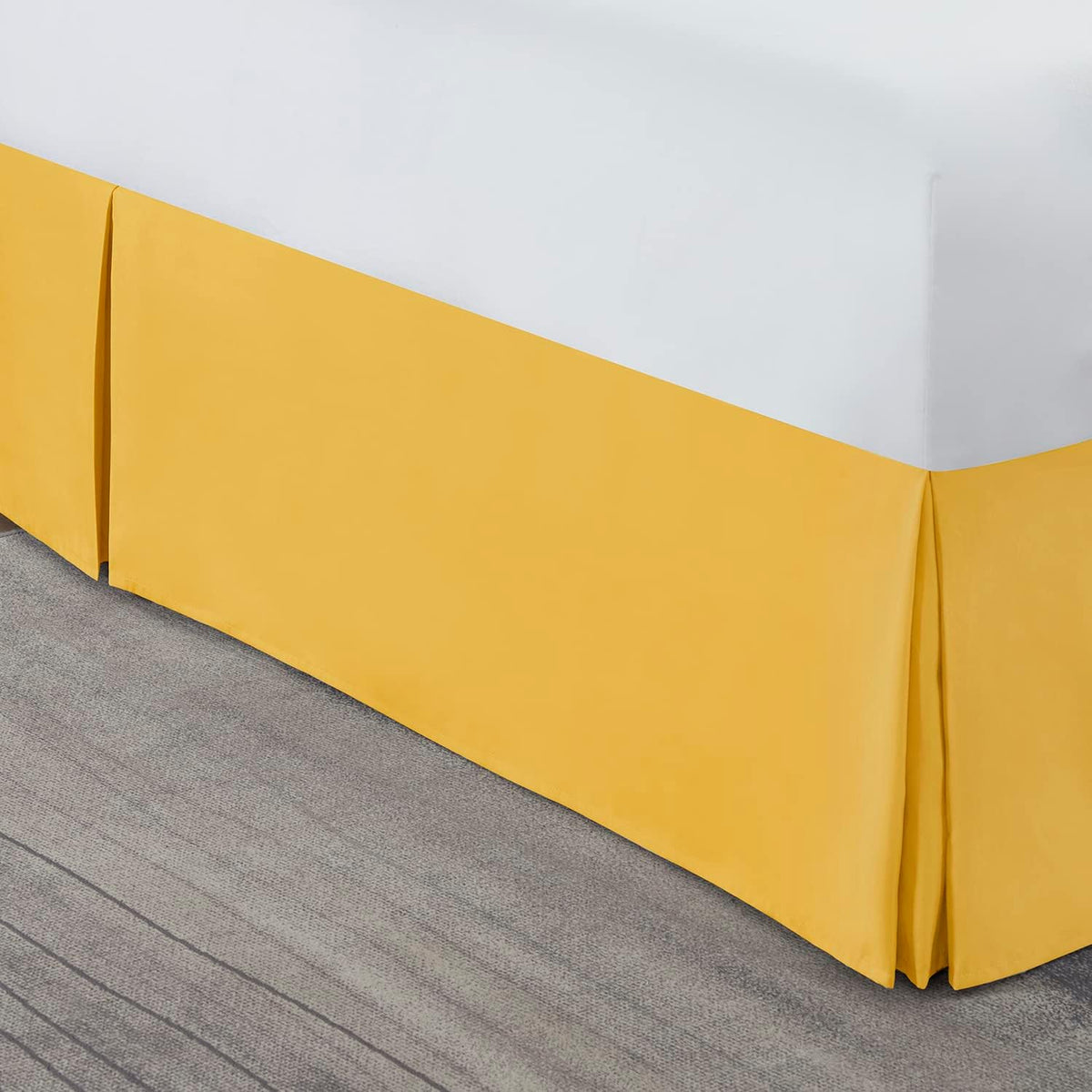 Yellow Bed Skirt Cal King Size - Cal King Bed Skirt 14 Inch Drop - Brushed Microfiber Bed Skirts - Hotel Quality Pleated Bed Skirt - Shrinkage & Fade Resistant