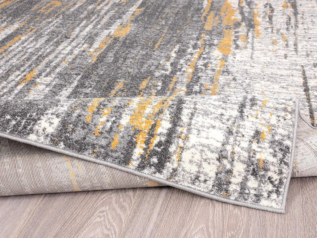 Rugs Grey & Yellow Painted Pattern Area Rug Bold Rugged Contemporary Modern Style Accent, Laguna Collection | Turkish Made Superior Comfort & Construction | Stain Shed Resistant (6' x 9')