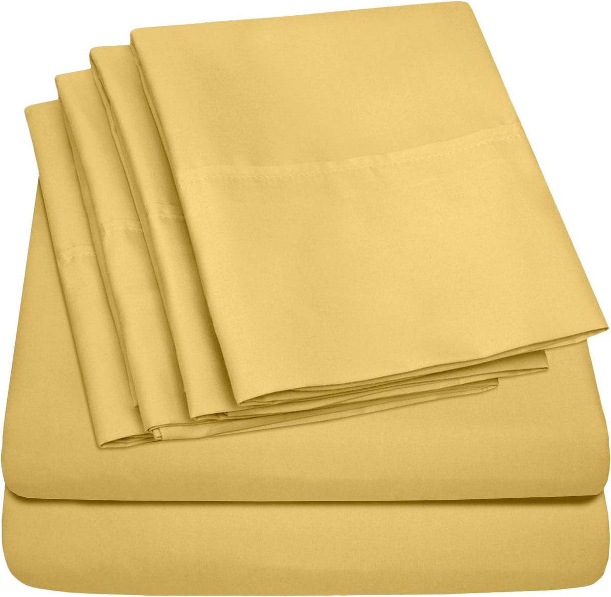 Full Size Bed Sheets - 6 Piece 1500 Supreme Collection Fine Brushed Microfiber Deep Pocket Full Sheet Set Bedding - 2 Extra Pillow Cases, Great Value, Full, Yellow