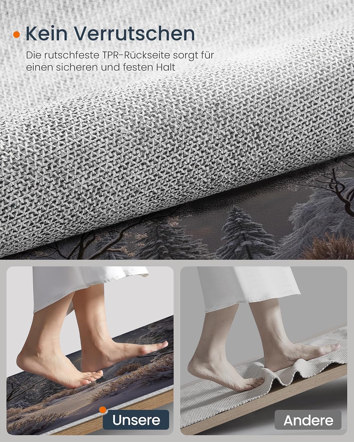 Winter Forest Snow Scene Indoor Door Mat,1'5" X 2'5", Floor Area Rug for Entryway, Living Room, Or Bathroom,Light Yellow Non-Slip Doormat,Moonlight Shining On The Snow Home Decor Rug Gifts
