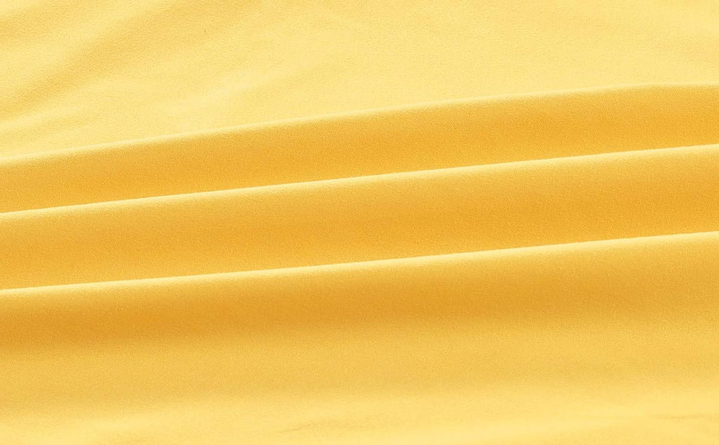 Wrap Around Solid Microfiber Luxury Hotel Quality Fabric Bedroom Gathered Ruffled Bedding Bed Skirt 14 Inch Drop (Queen, Yellow)