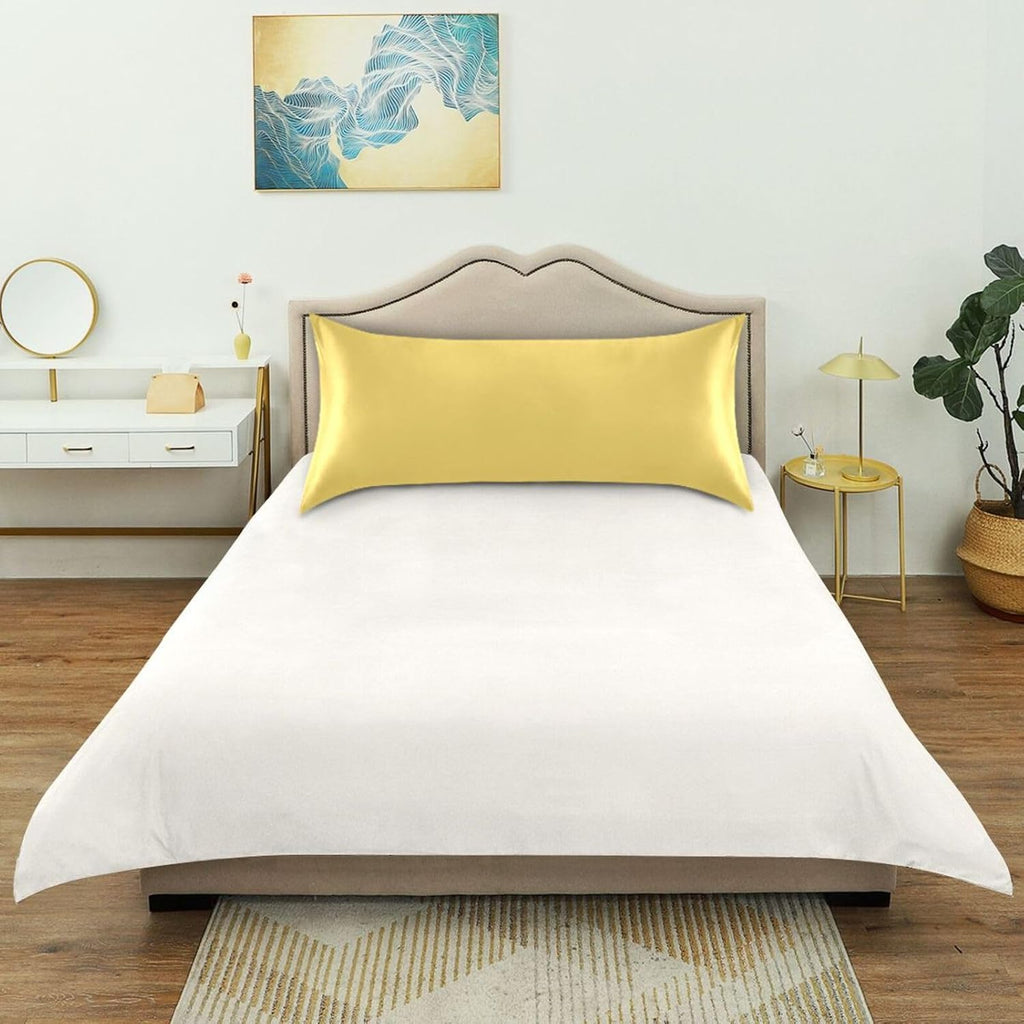 Lemon Yellow Silk Pillow Cases Satin Pillowcase Cooling Pillow Case Satin Pillow Covers Soft Pillowcases Pillow Cover Envelope Closure for Home Decor Wrinkle Resistant Gifts